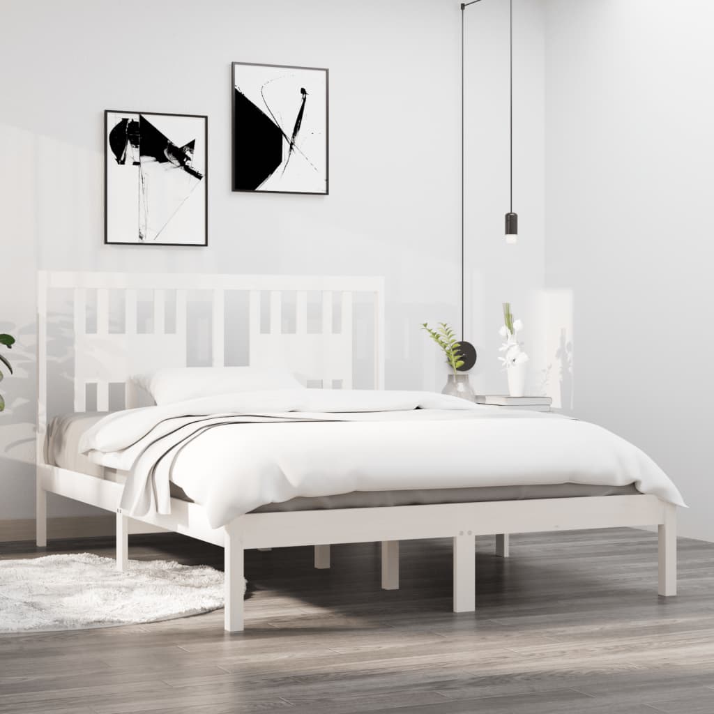 Cadre de lit sans matelas blanc bois massif - XIOS