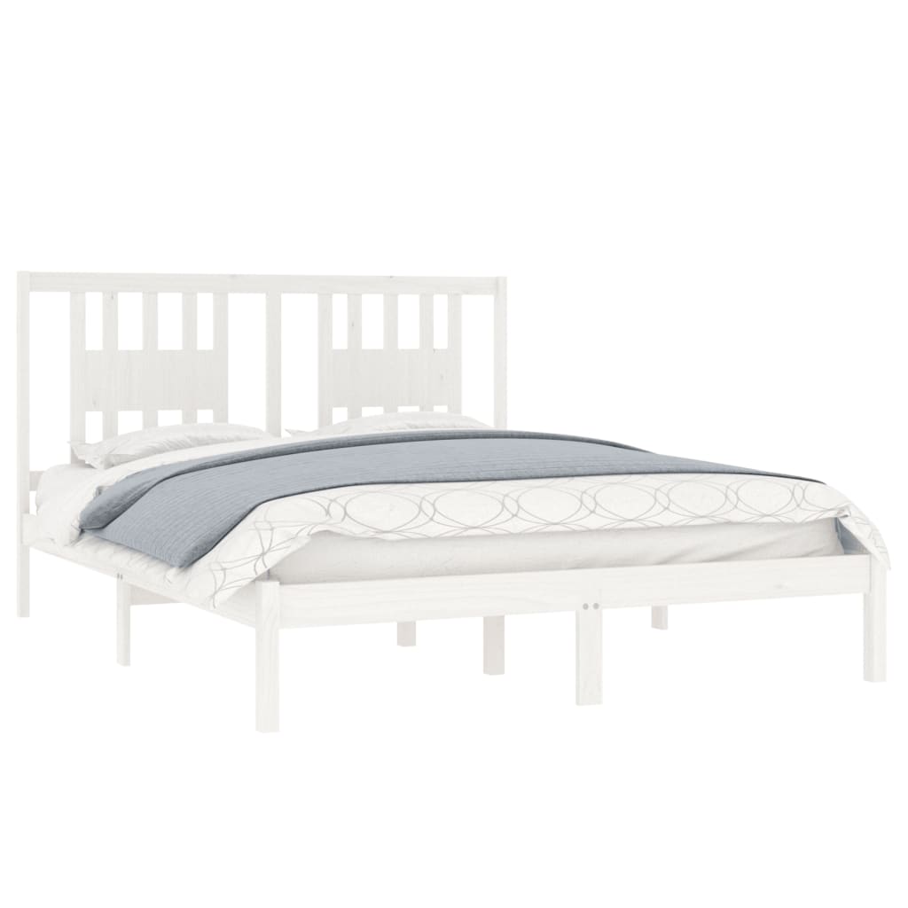 Cadre de lit sans matelas blanc bois massif 140x200 cm - XIOS