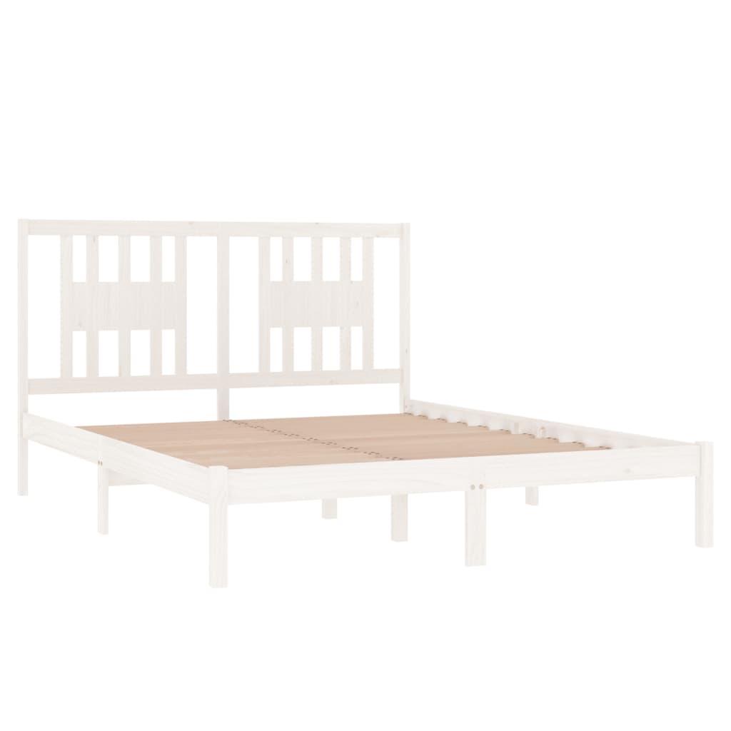 Cadre de lit sans matelas blanc bois massif 140x200 cm - XIOS