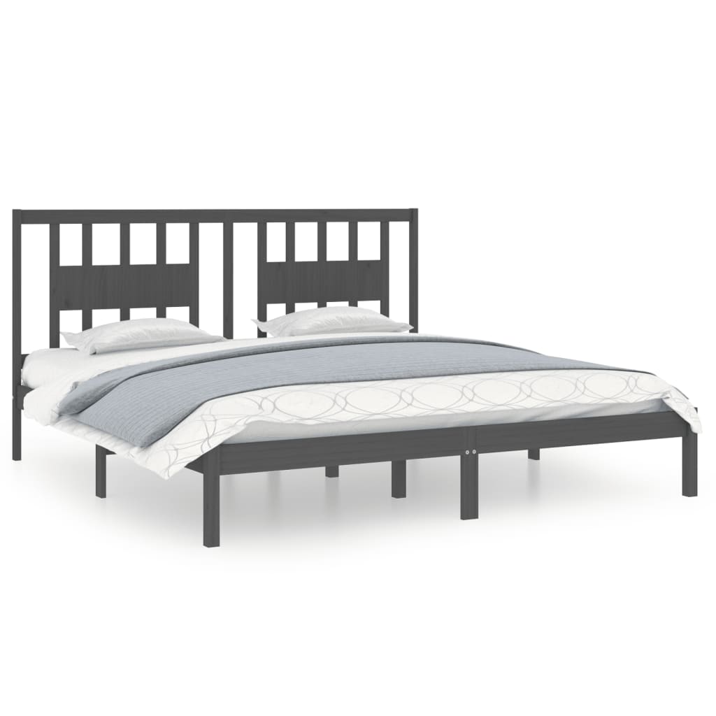 Cadre de lit sans matelas gris bois massif 200x200 cm - XIOS