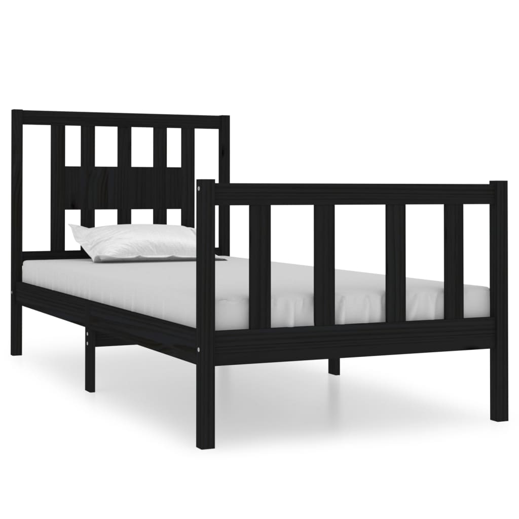 Cadre de lit sans matelas noir bois massif - XIOS