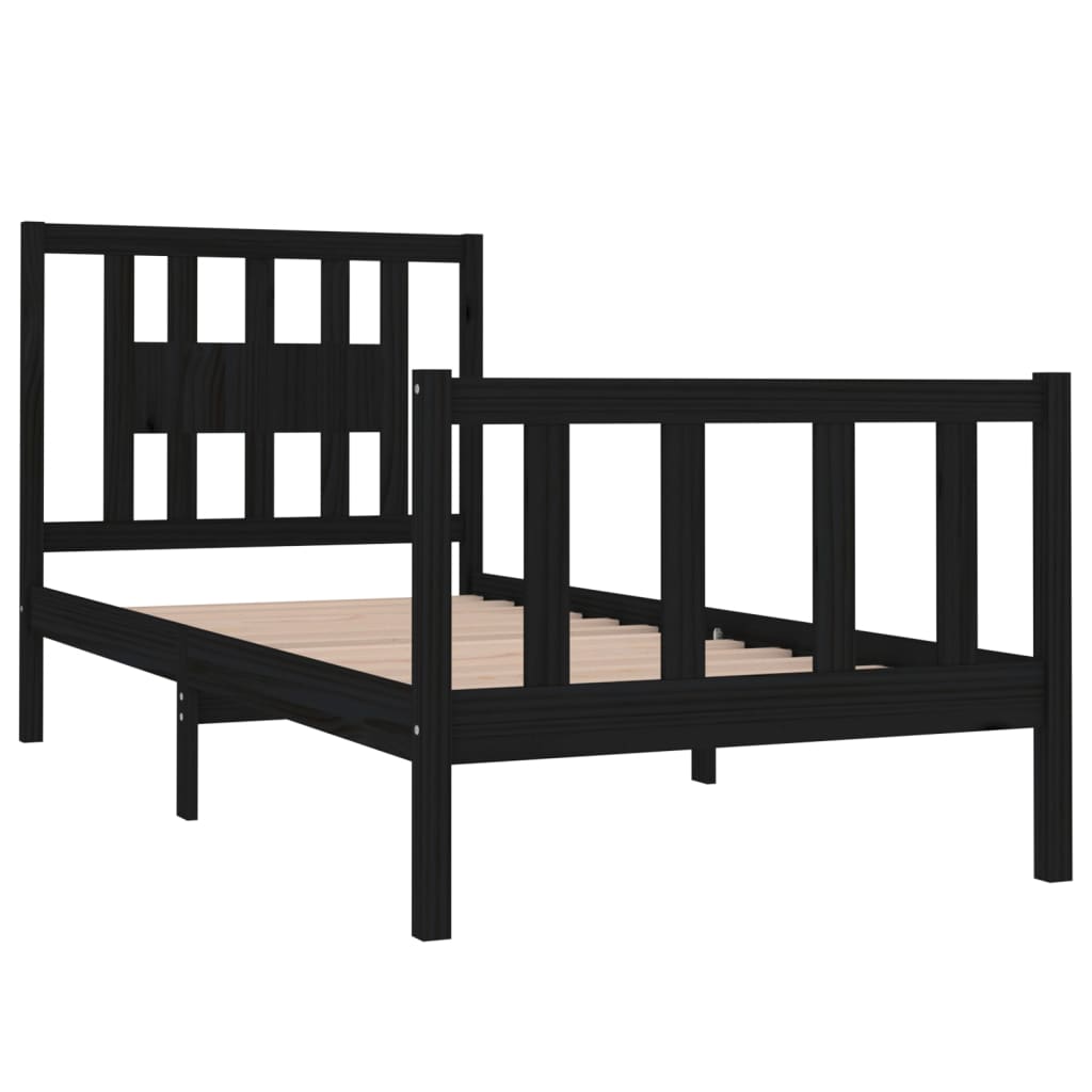 Cadre de lit sans matelas noir bois massif - XIOS