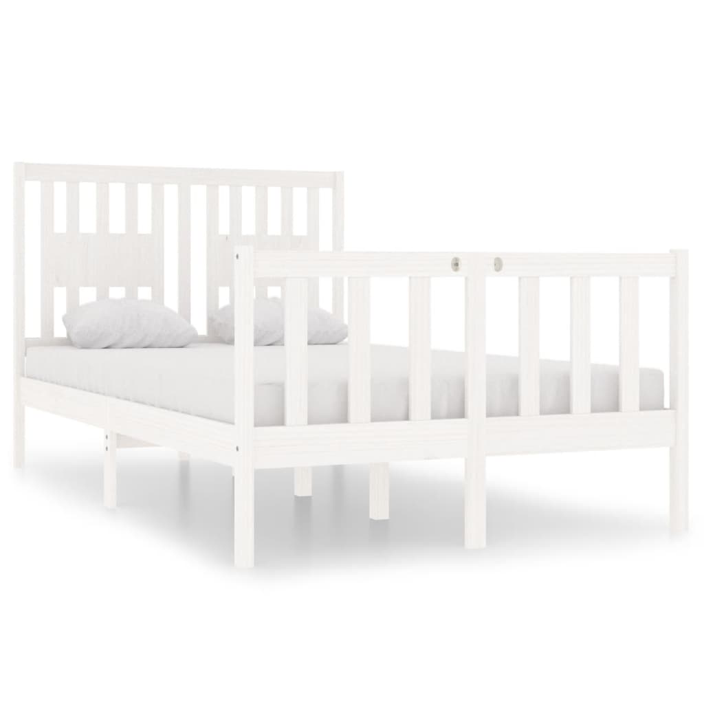 Cadre de lit sans matelas blanc 120x190 cm bois massif - XIOS