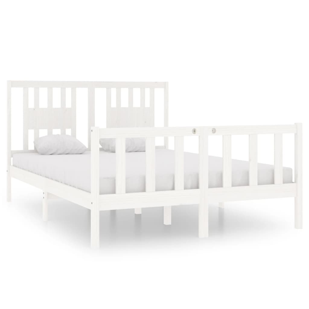 Cadre de lit sans matelas blanc 135x190 cm bois massif - XIOS