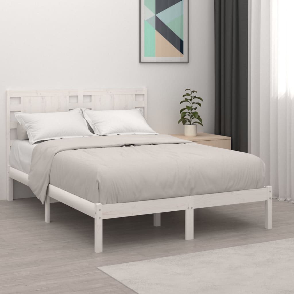 Cadre de lit sans matelas blanc 120x190 cm bois massif - XIOS