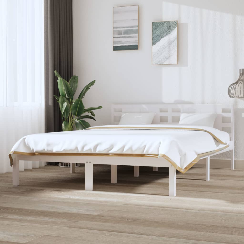 Cadre de lit sans matelas blanc 120x200 cm bois de pin massif - XIOS