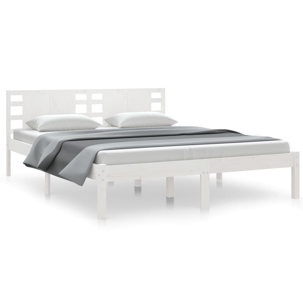 Cadre de lit sans matelas blanc 150x200 cm bois massif - XIOS