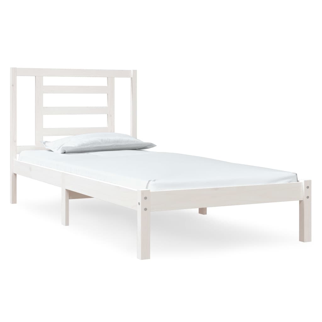 Cadre de lit sans matelas blanc 90x190 cm bois de pin massif - XIOS