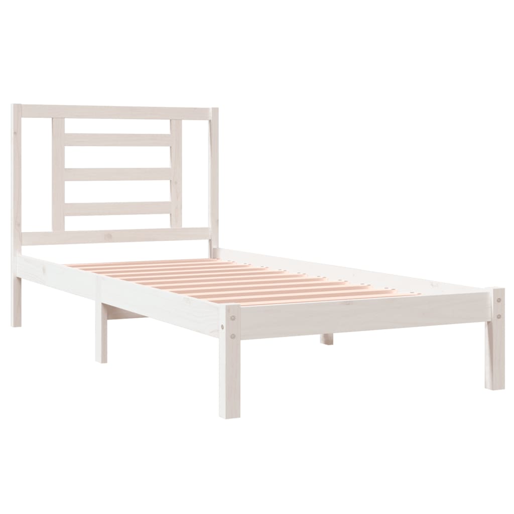 Cadre de lit sans matelas blanc 90x190 cm bois de pin massif - XIOS