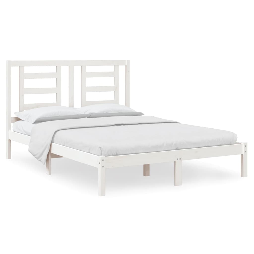 Cadre de lit sans matelas blanc 140x190 cm bois de pin massif - XIOS