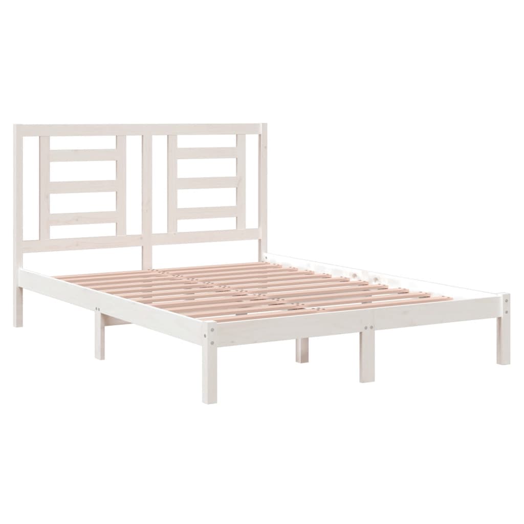 Cadre de lit sans matelas blanc 140x190 cm bois de pin massif - XIOS