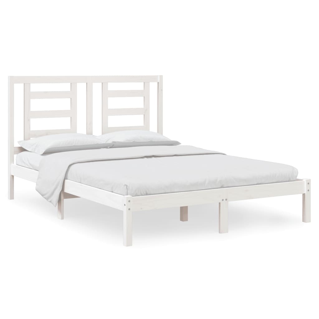 Cadre de lit sans matelas blanc 140x200 cm bois de pin massif - XIOS