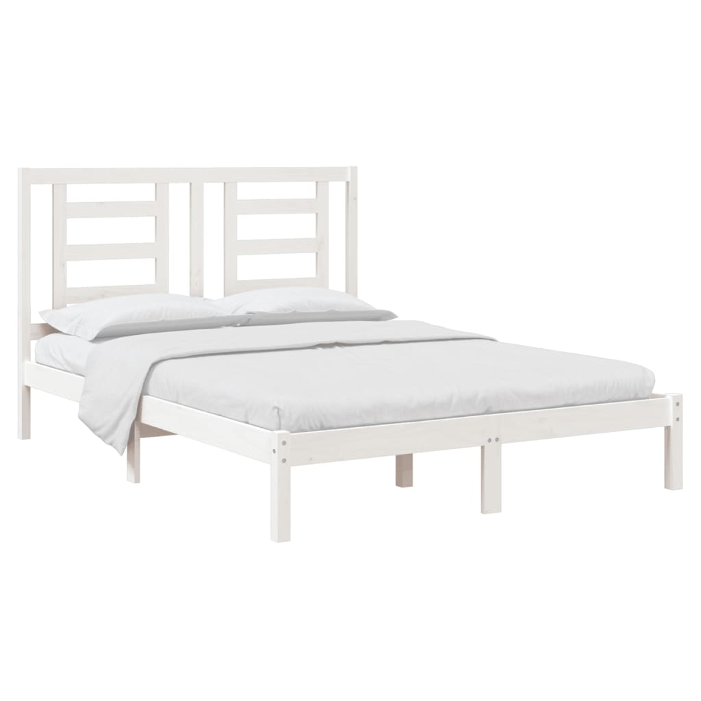 Cadre de lit sans matelas blanc 140x200 cm bois de pin massif - XIOS