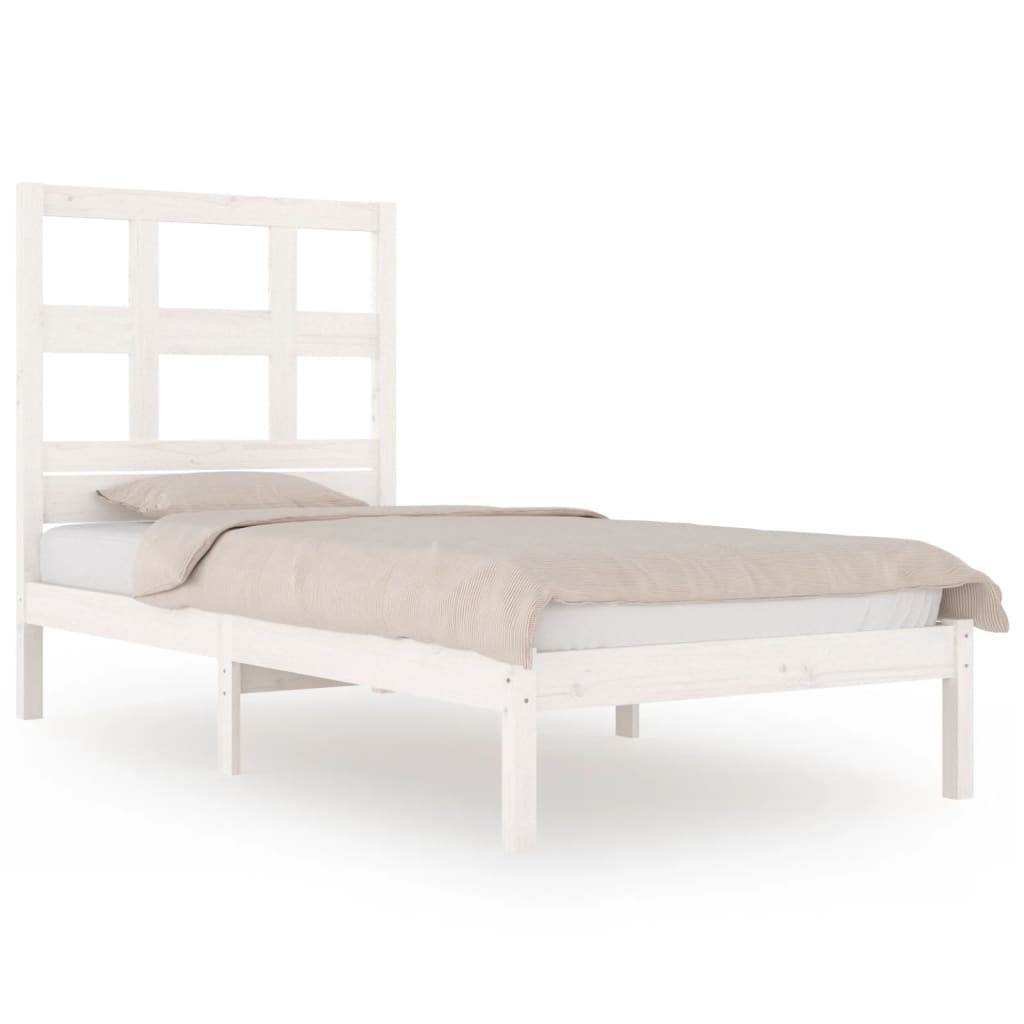 Cadre de lit sans matelas blanc 75x190 cm bois de pin massif - XIOS