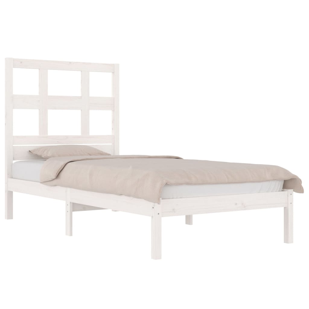 Cadre de lit sans matelas blanc 75x190 cm bois de pin massif - XIOS