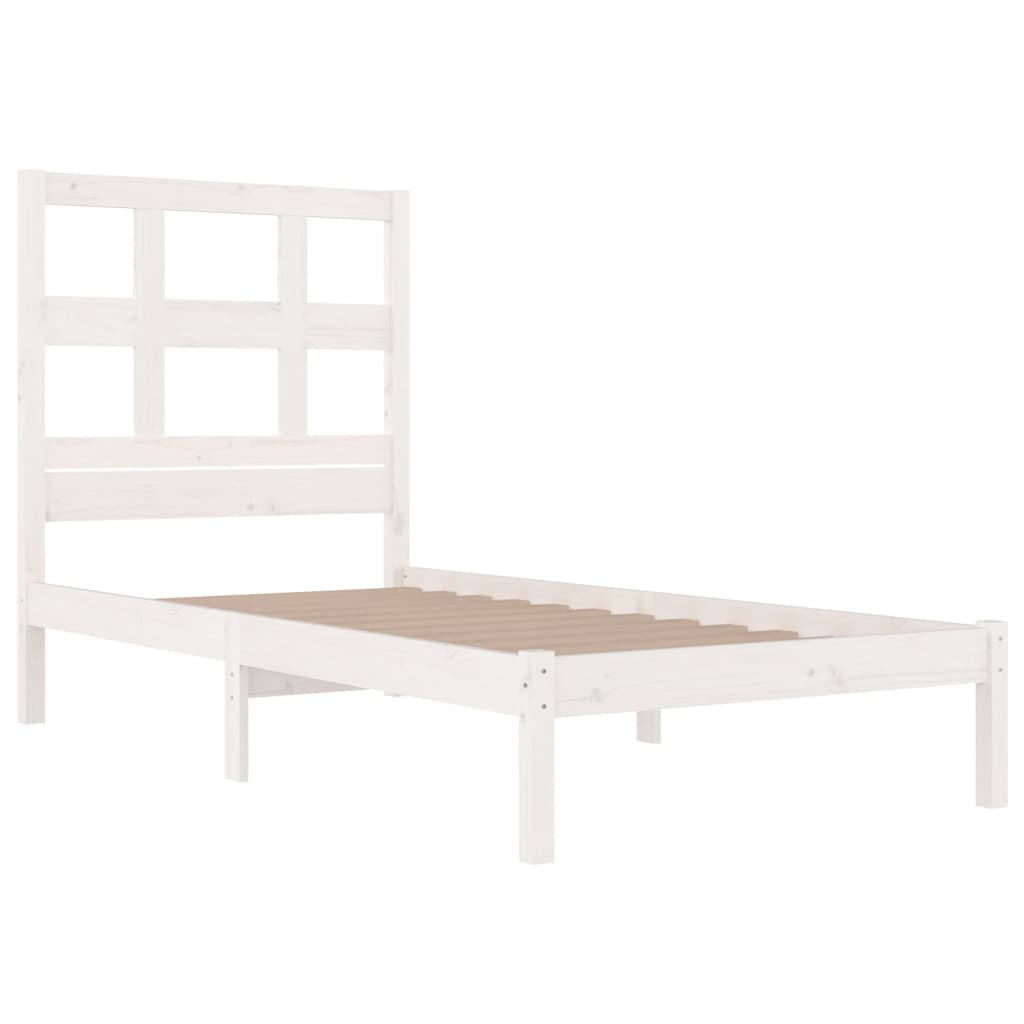 Cadre de lit sans matelas blanc 75x190 cm bois de pin massif - XIOS