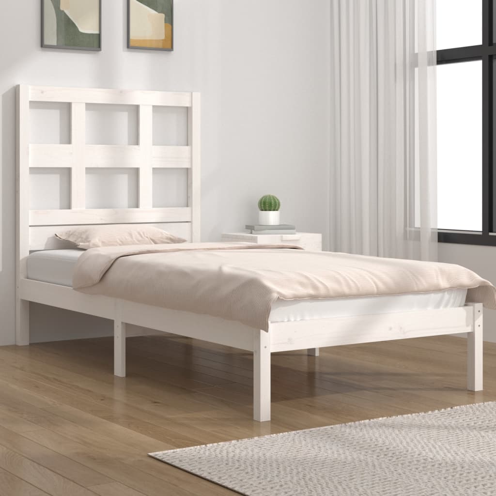 Cadre de lit sans matelas blanc 75x190 cm bois de pin massif - XIOS