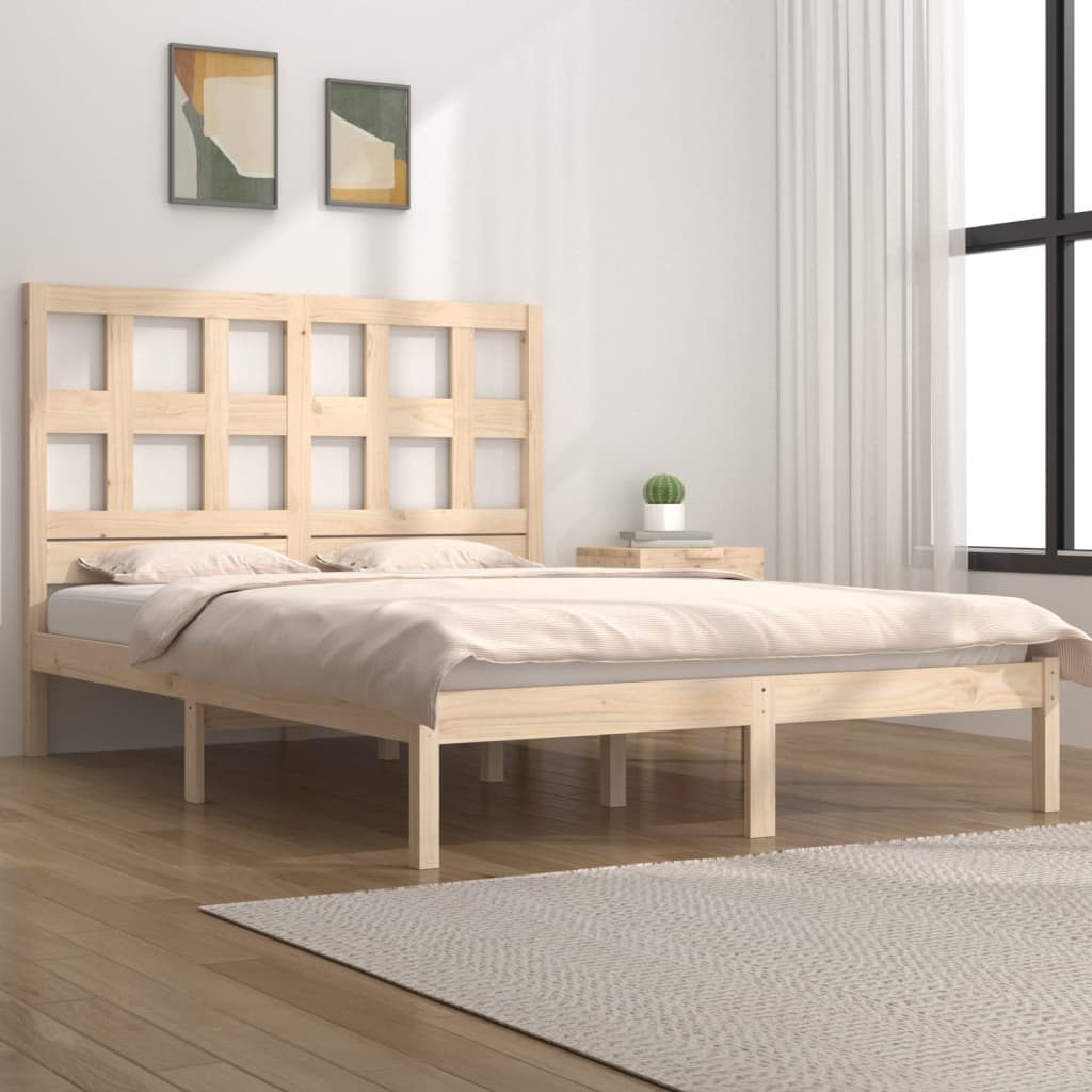 Cadre de lit sans matelas 135x190 cm bois de pin massif - XIOS