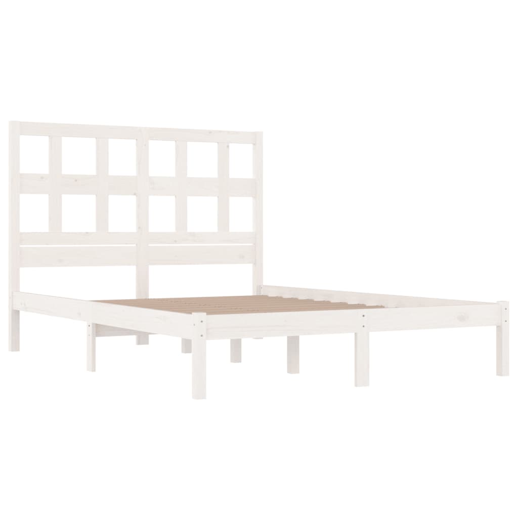 Cadre de lit sans matelas blanc 140x190 cm bois de pin massif - XIOS