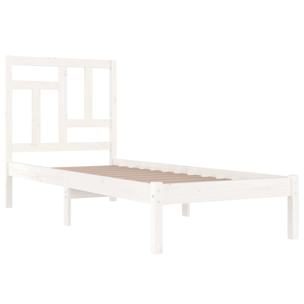 Cadre de lit sans matelas blanc 90x190 cm bois de pin massif - XIOS