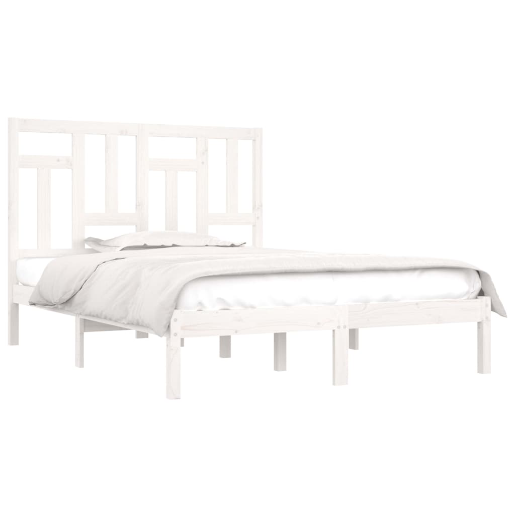 Cadre de lit sans matelas blanc 140x190 cm bois de pin massif - XIOS