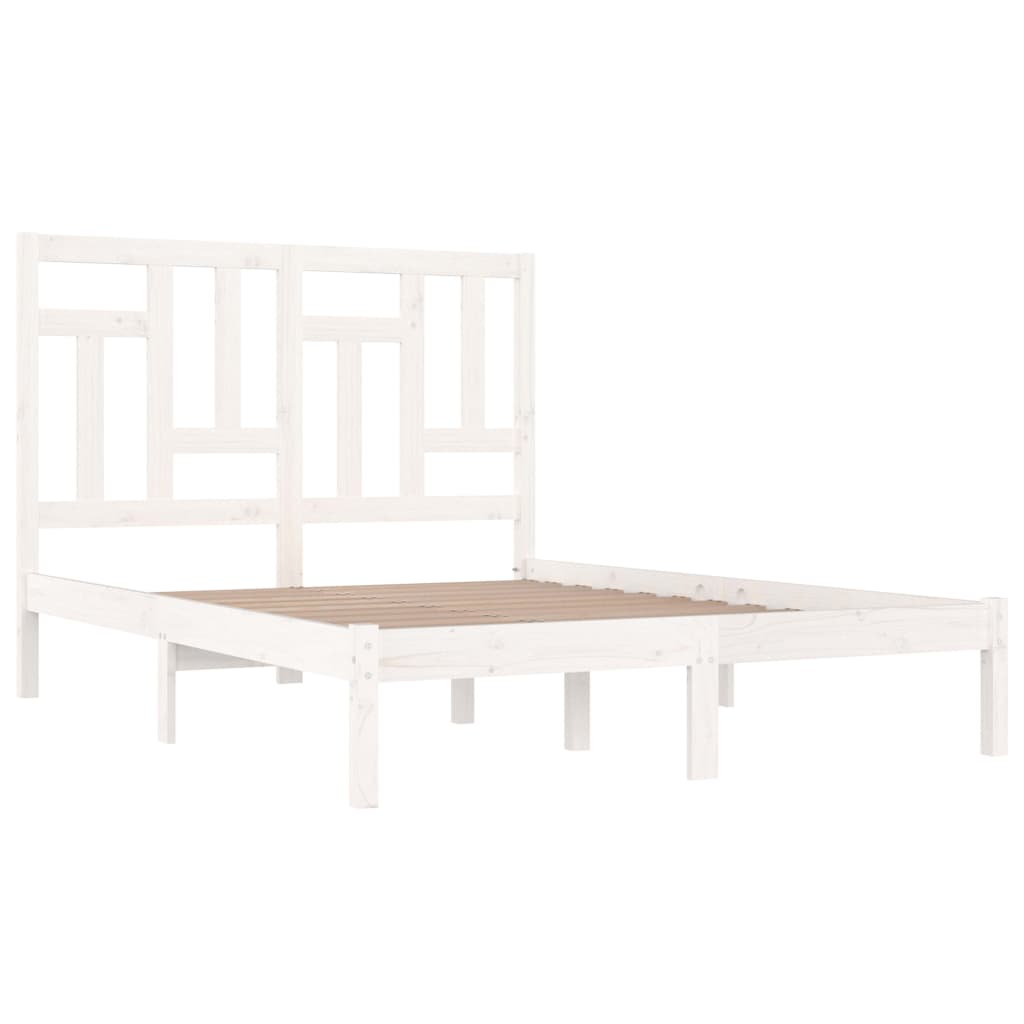Cadre de lit sans matelas blanc 140x190 cm bois de pin massif - XIOS