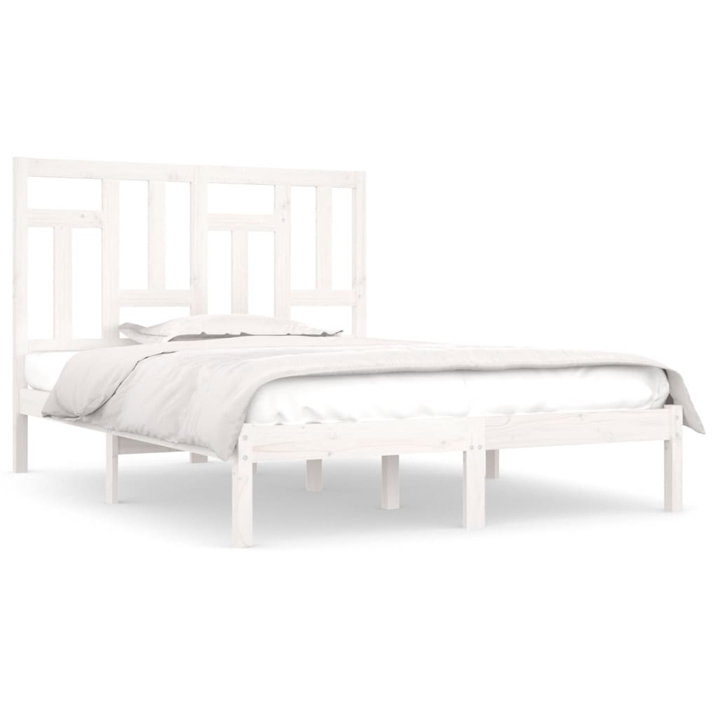 Cadre de lit sans matelas blanc 140x200 cm bois de pin massif - XIOS
