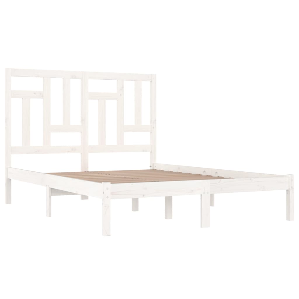 Cadre de lit sans matelas blanc 140x200 cm bois de pin massif - XIOS
