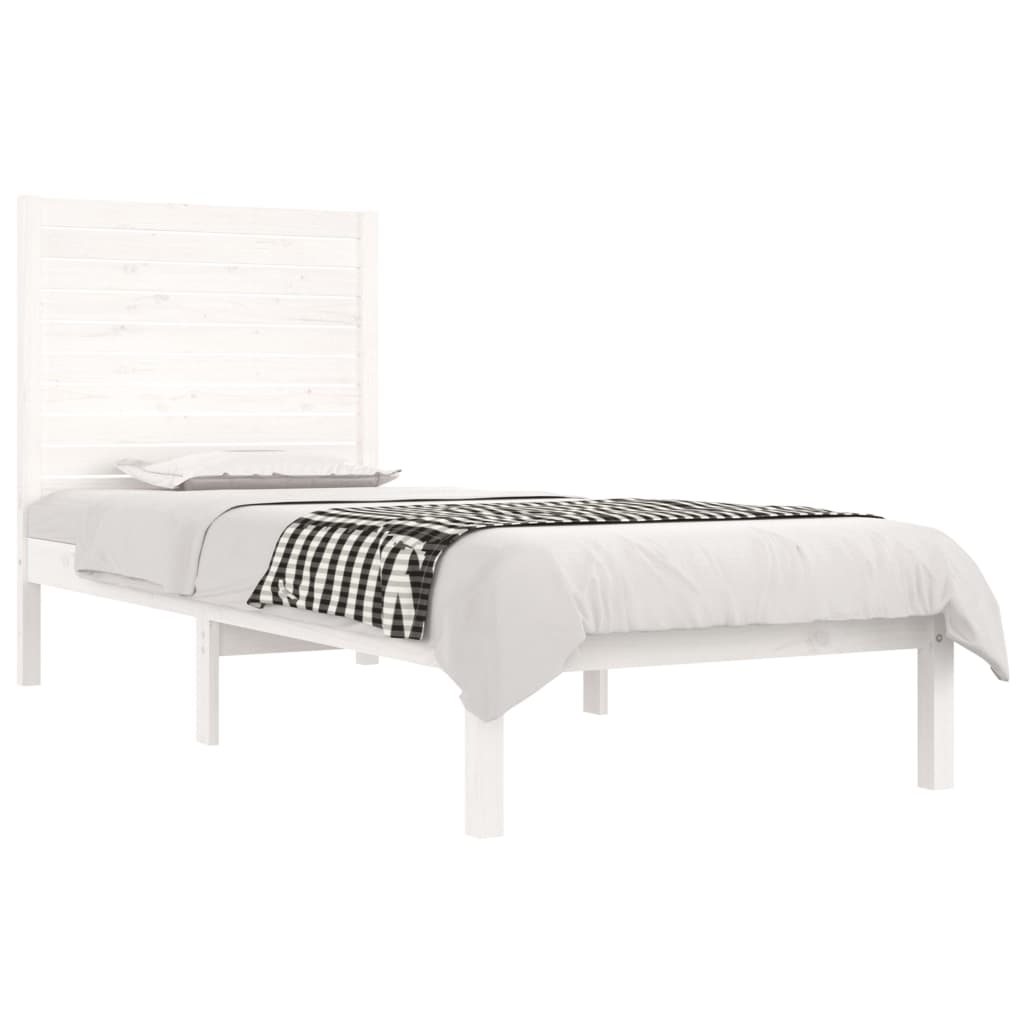 Cadre de lit sans matelas blanc 75x190 cm bois massif - XIOS