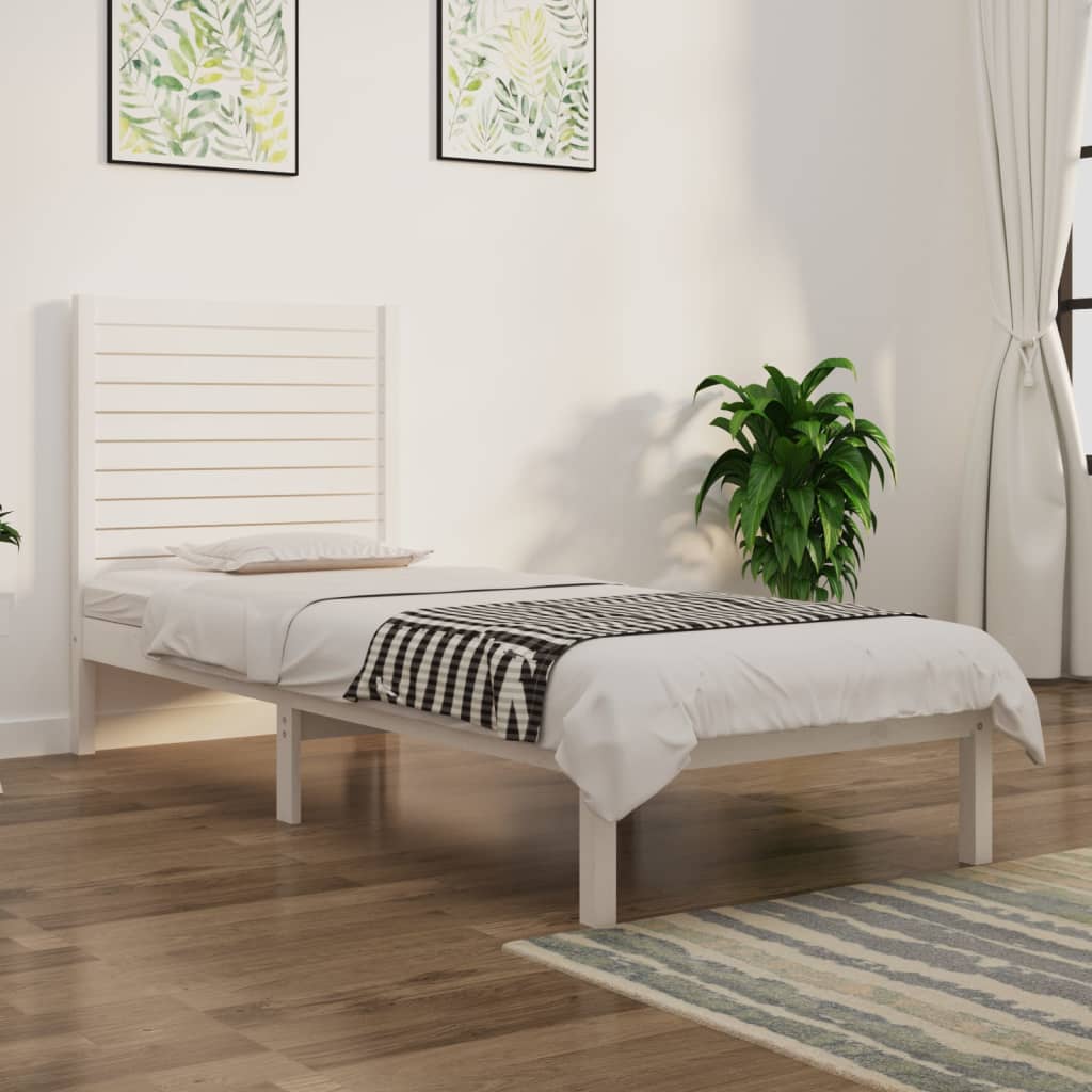 Cadre de lit sans matelas blanc 75x190 cm bois massif - XIOS