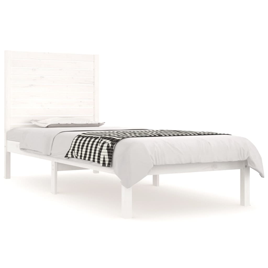Cadre de lit sans matelas blanc 90x190 cm bois massif - XIOS