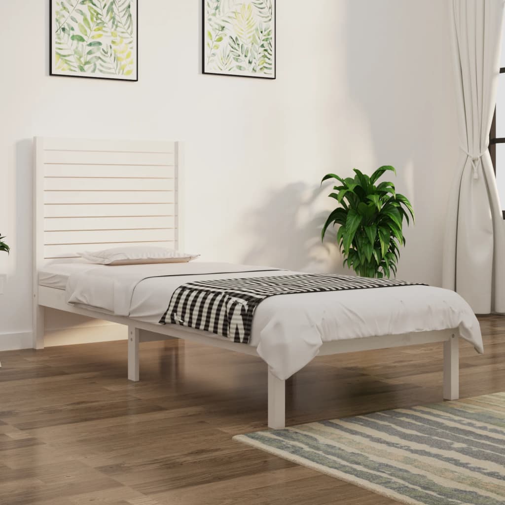 Cadre de lit sans matelas blanc 90x190 cm bois massif - XIOS