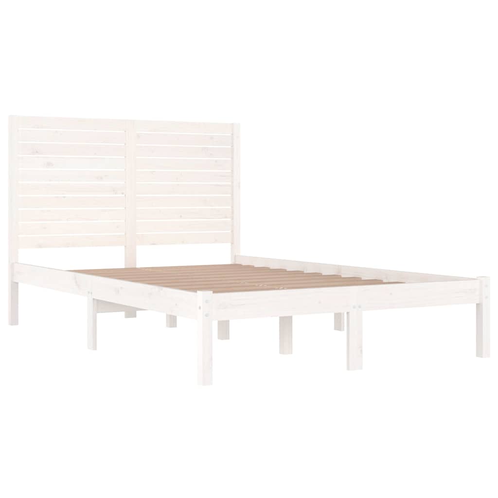 Cadre de lit sans matelas blanc 135x190 cm bois massif