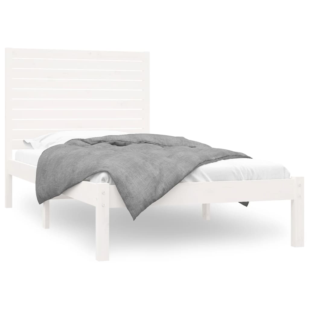 Cadre de lit sans matelas blanc 90x200 cm bois massif - XIOS