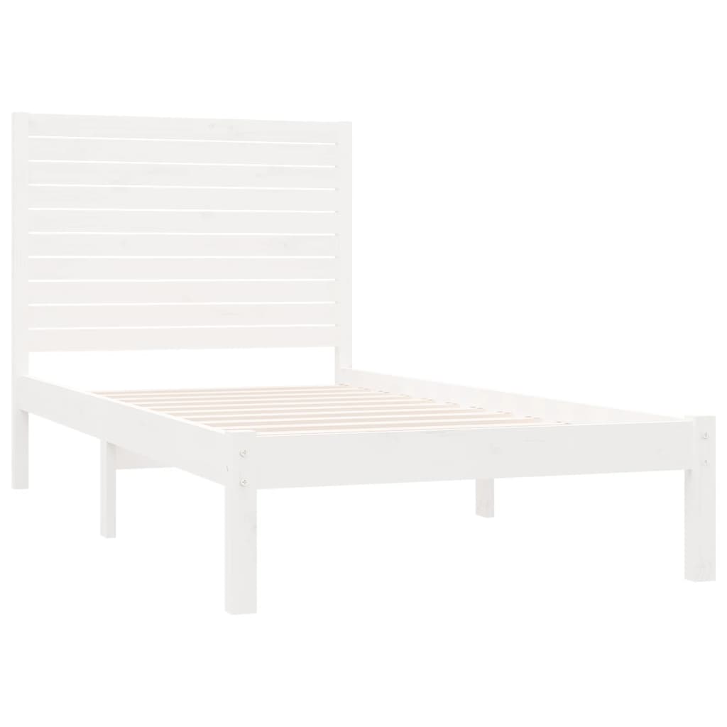 Cadre de lit sans matelas blanc 90x200 cm bois massif - XIOS