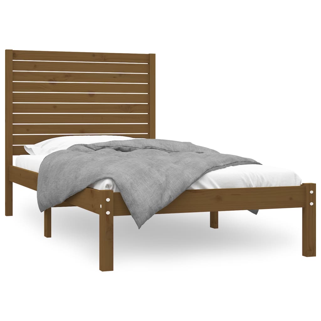 Cadre de lit sans matelas marron miel 100x200 cm bois massif - XIOS