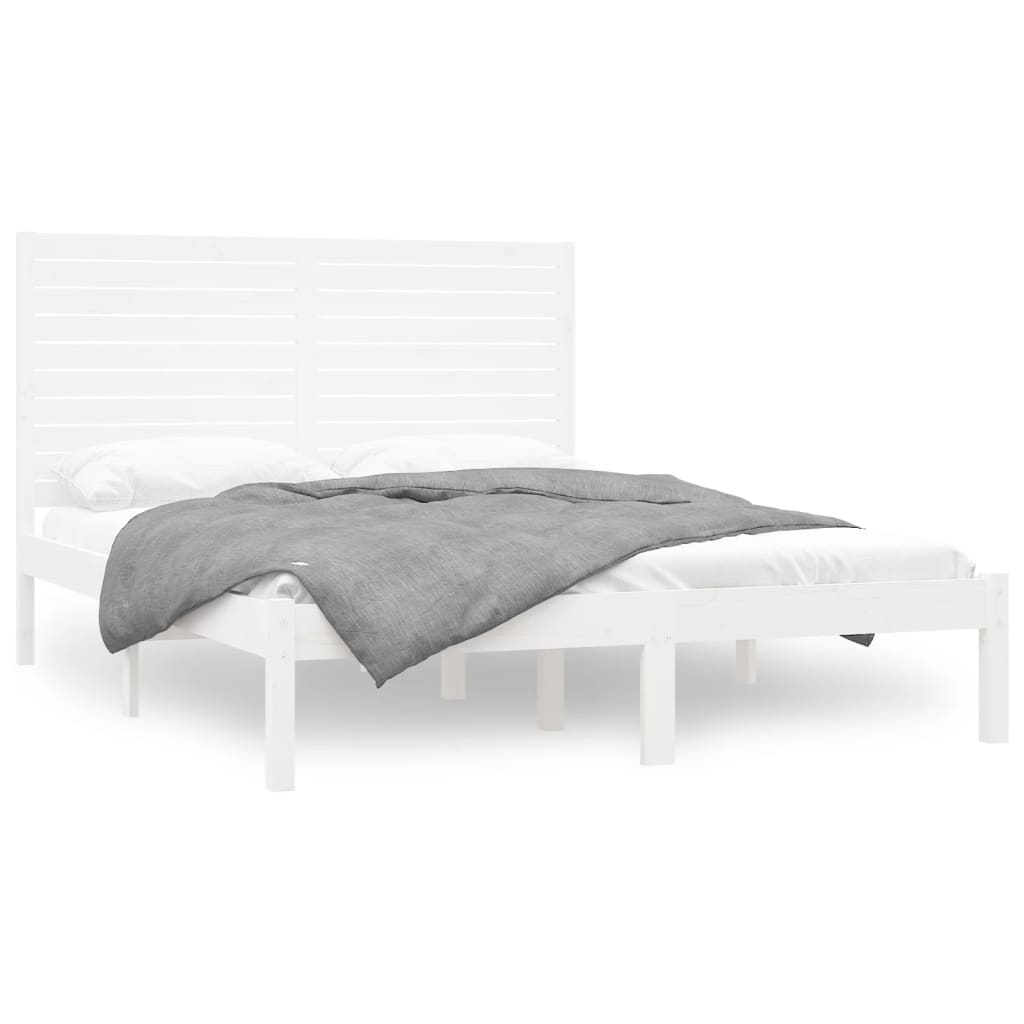 Cadre de lit sans matelas blanc 120x200 cm bois massif - XIOS