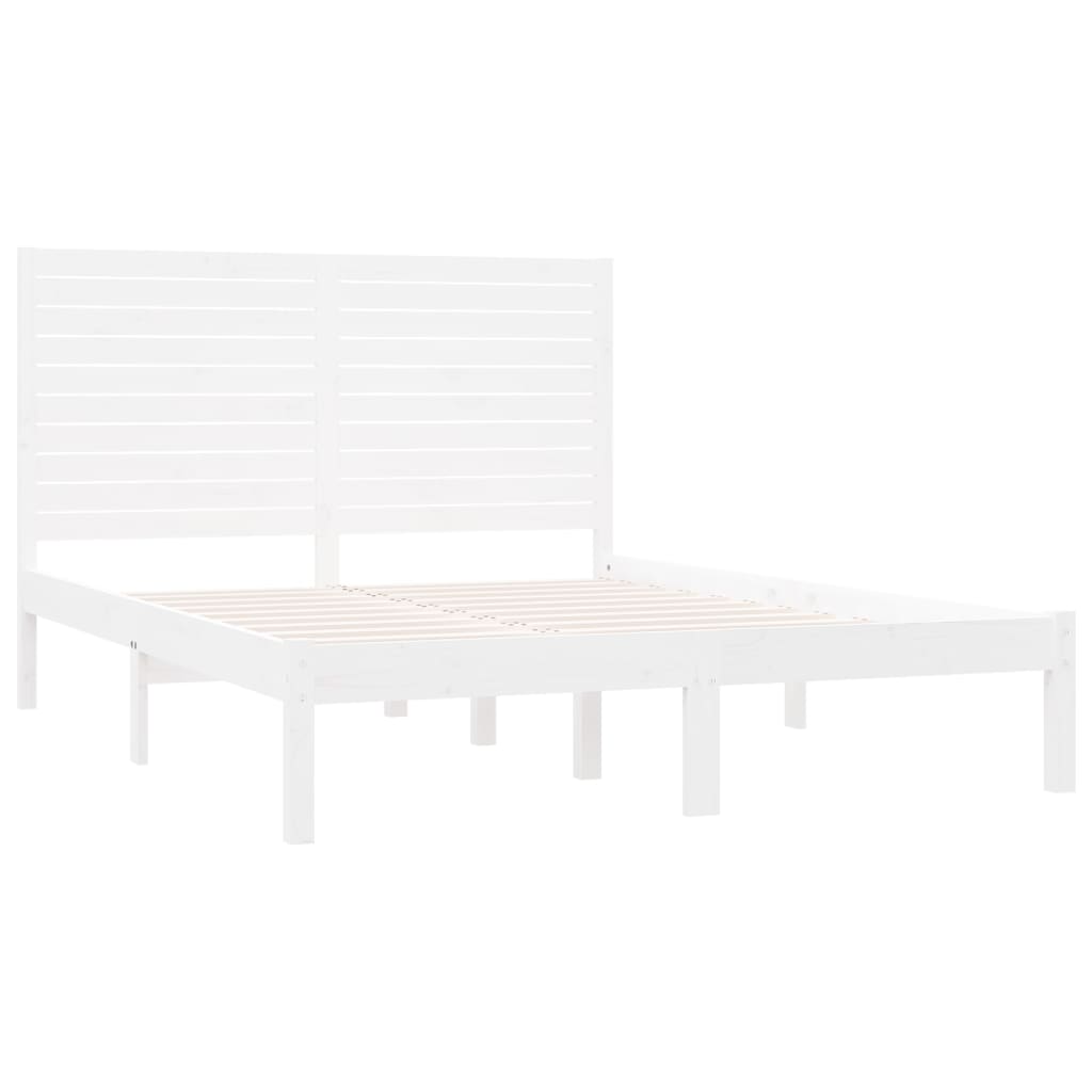 Cadre de lit sans matelas blanc 120x200 cm bois massif - XIOS