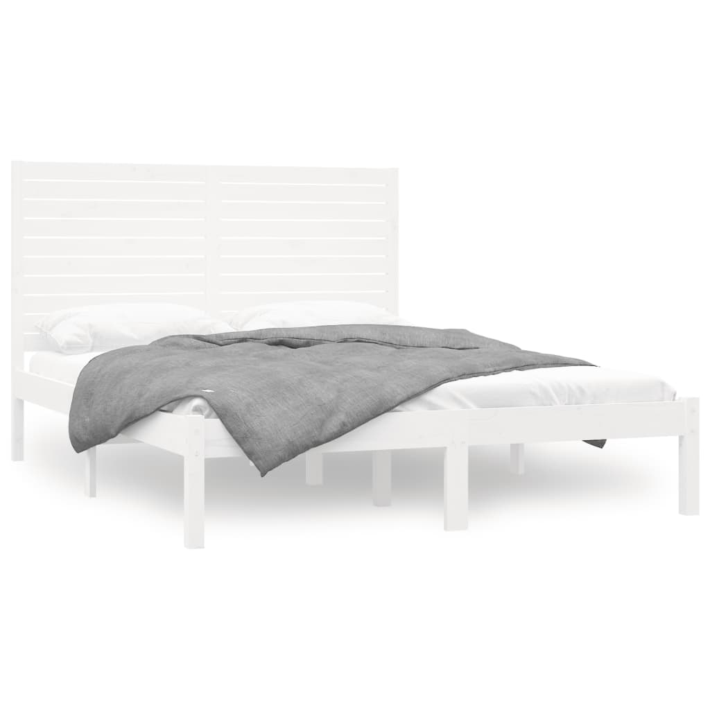 Cadre de lit sans matelas blanc 140x200 cm bois massif - XIOS