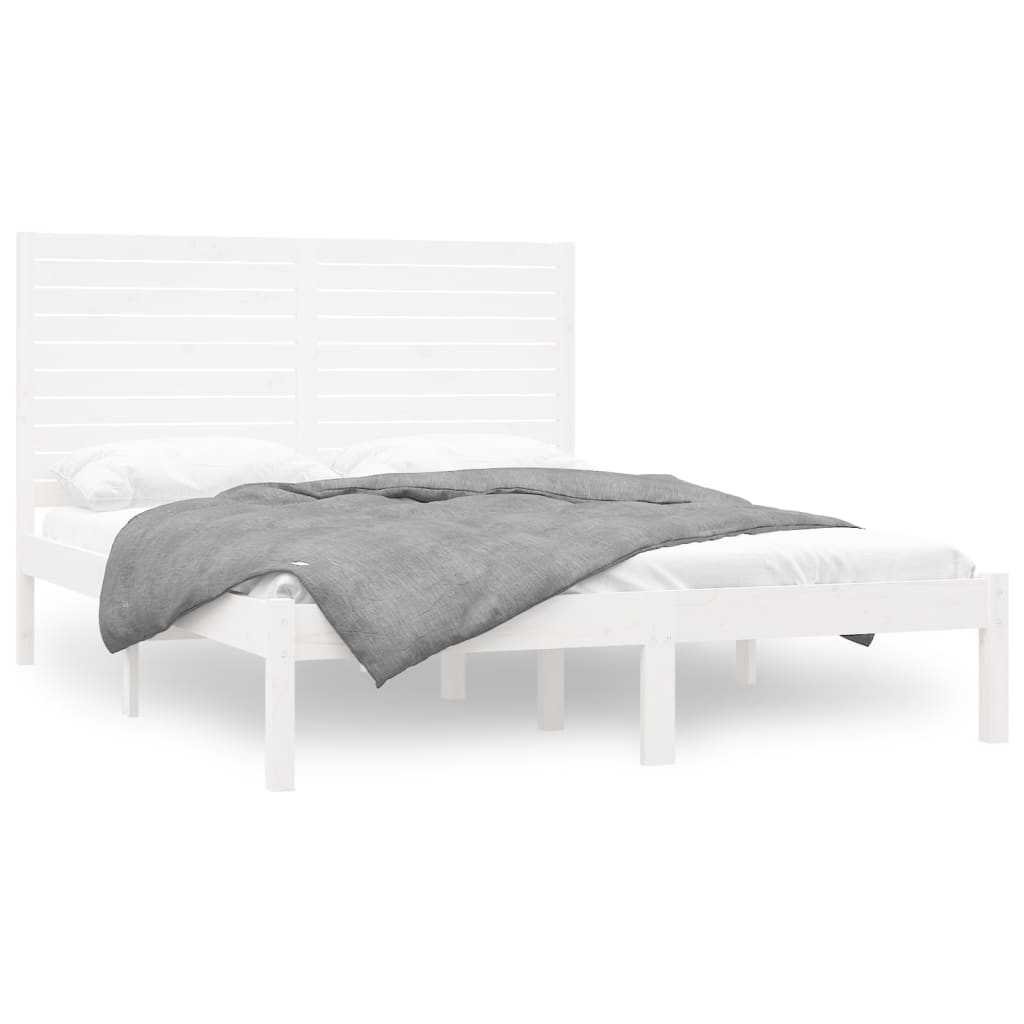 Cadre de lit sans matelas blanc 160x200 cm bois massif - XIOS