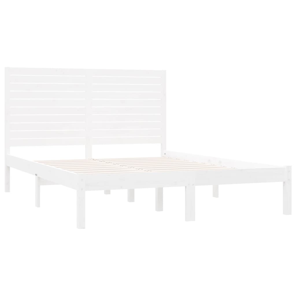 Cadre de lit sans matelas blanc 160x200 cm bois massif - XIOS