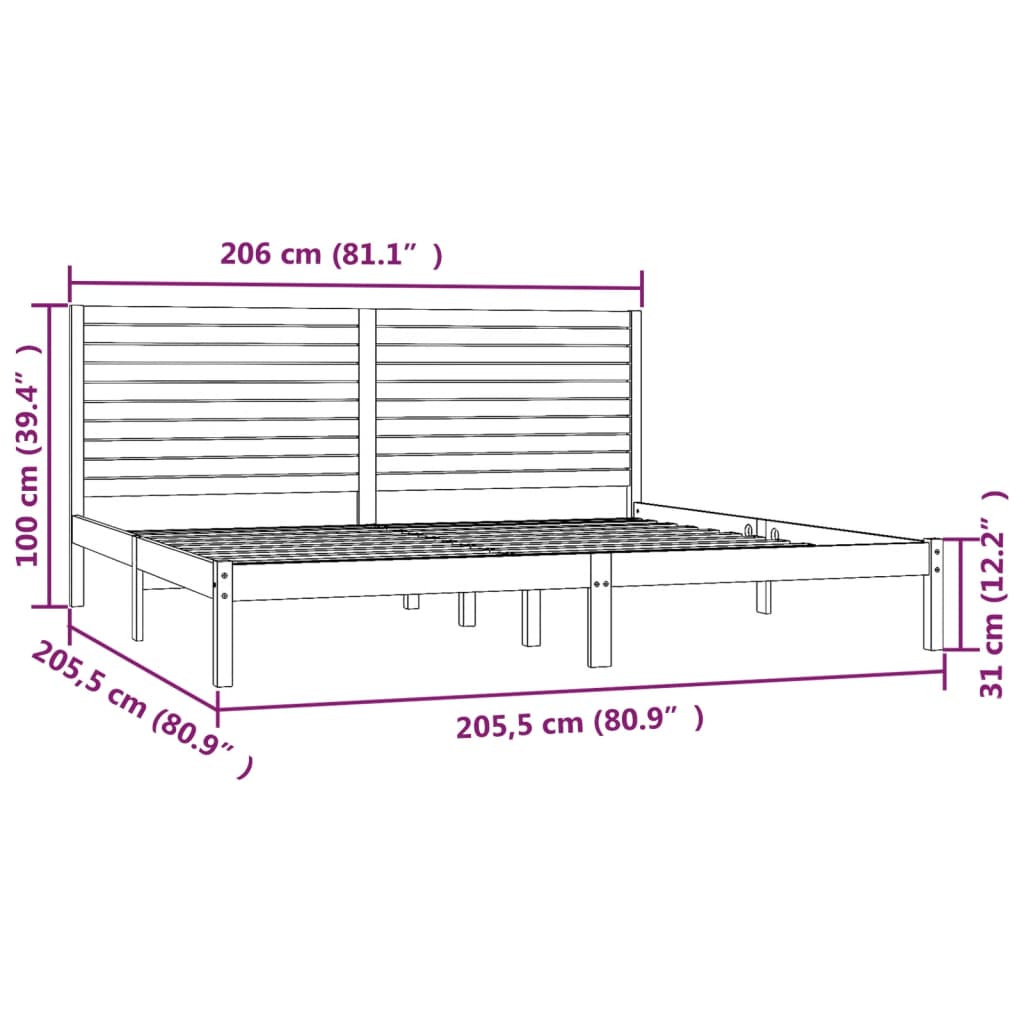 Cadre de lit sans matelas blanc 200x200 cm bois massif - XIOS
