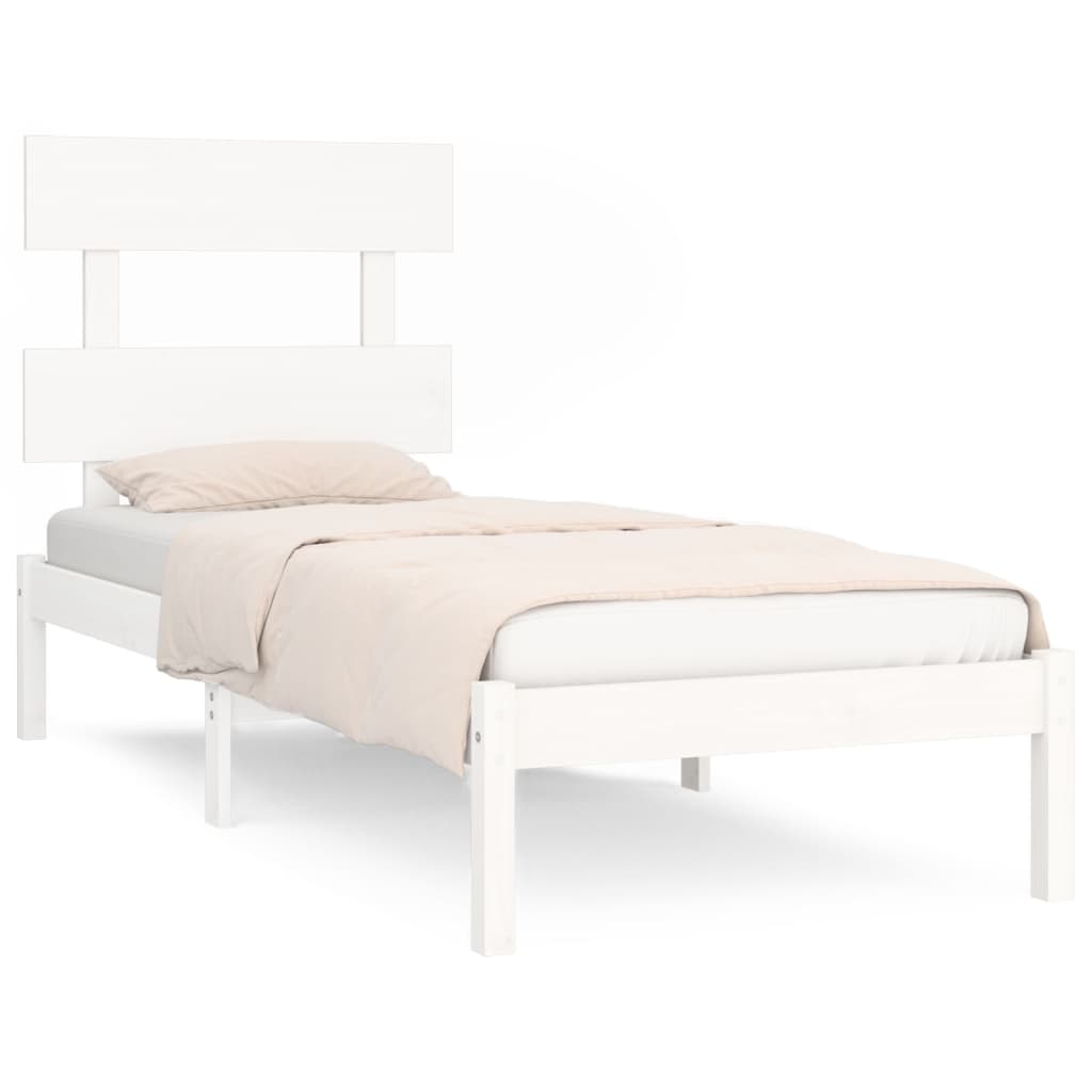 Cadre de lit sans matelas blanc 90x190 cm bois massif - XIOS