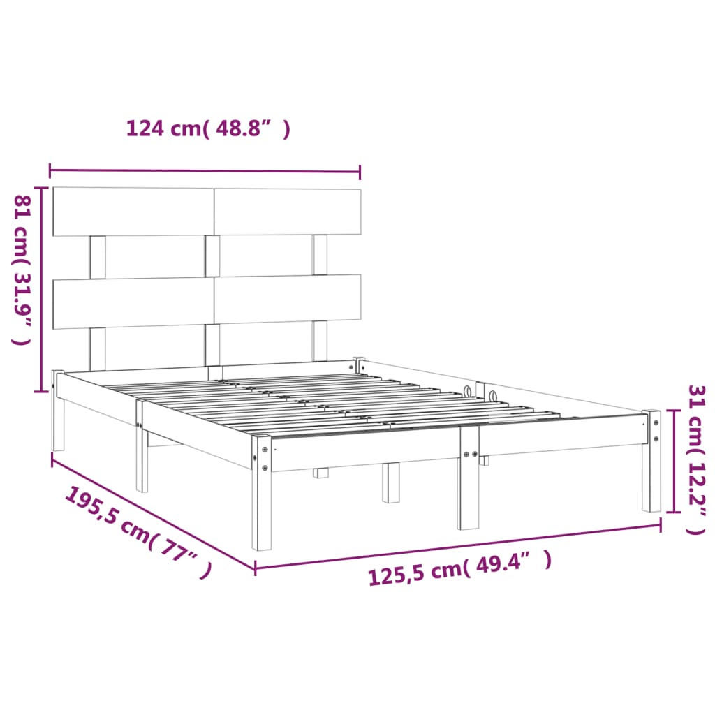 Cadre de lit sans matelas 120x190 cm bois massif - XIOS