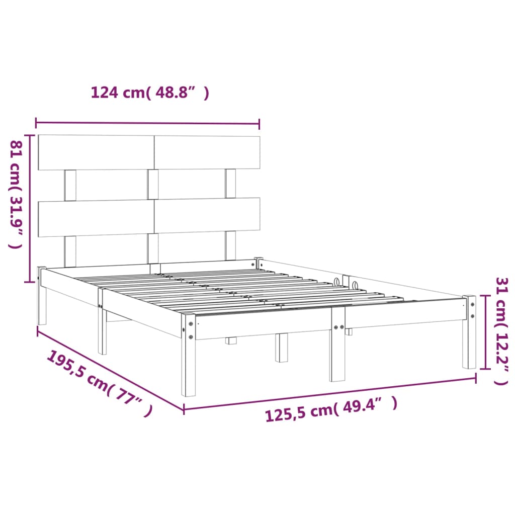 Cadre de lit sans matelas blanc 120x190 cm bois massif - XIOS
