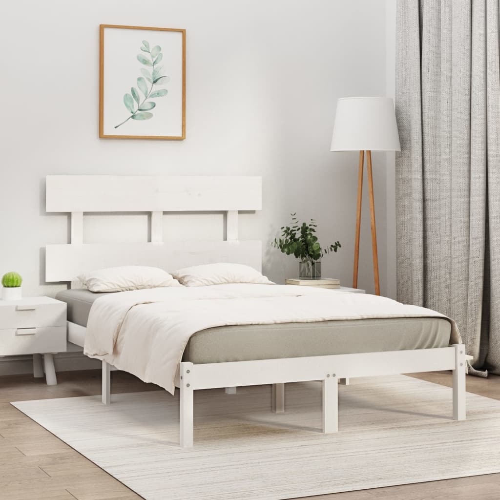 Cadre de lit sans matelas blanc 120x190 cm bois massif - XIOS