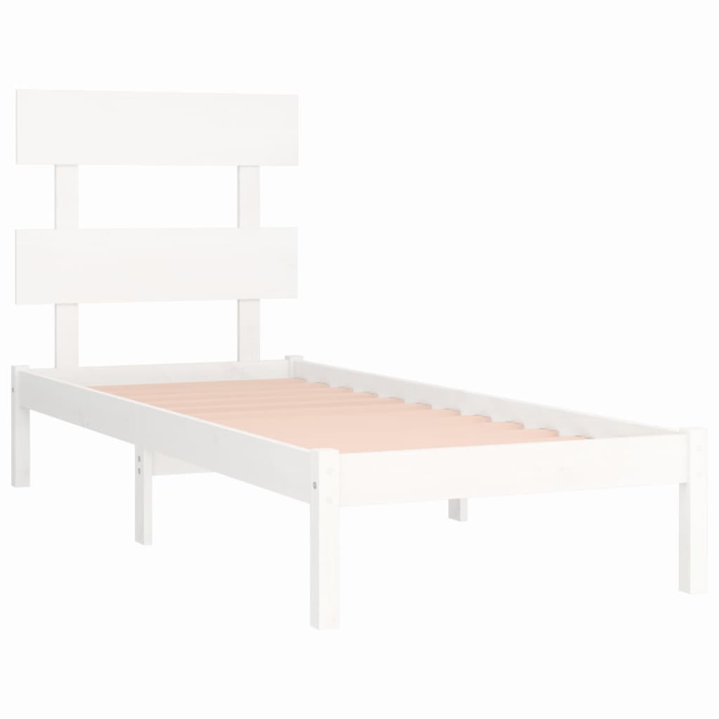 Cadre de lit sans matelas blanc 90x200 cm bois massif - XIOS