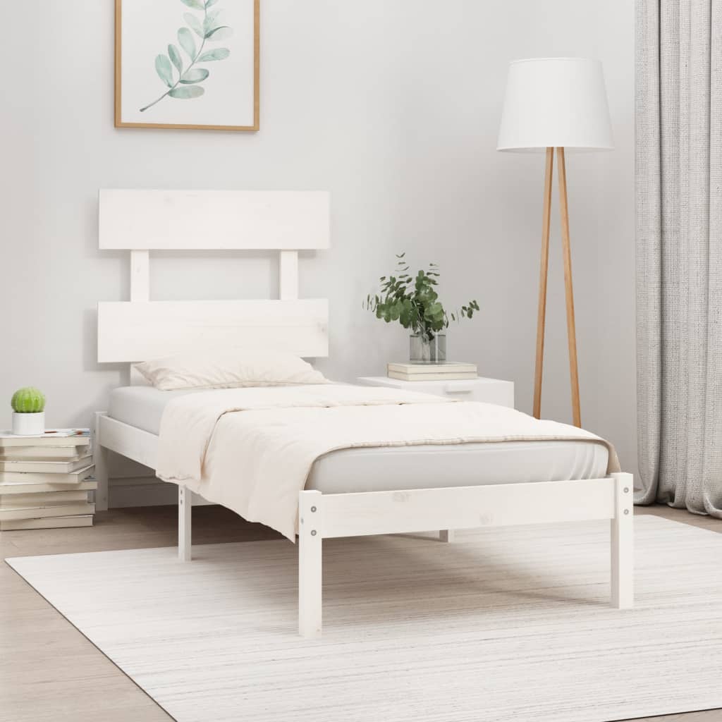 Cadre de lit sans matelas blanc 90x200 cm bois massif - XIOS