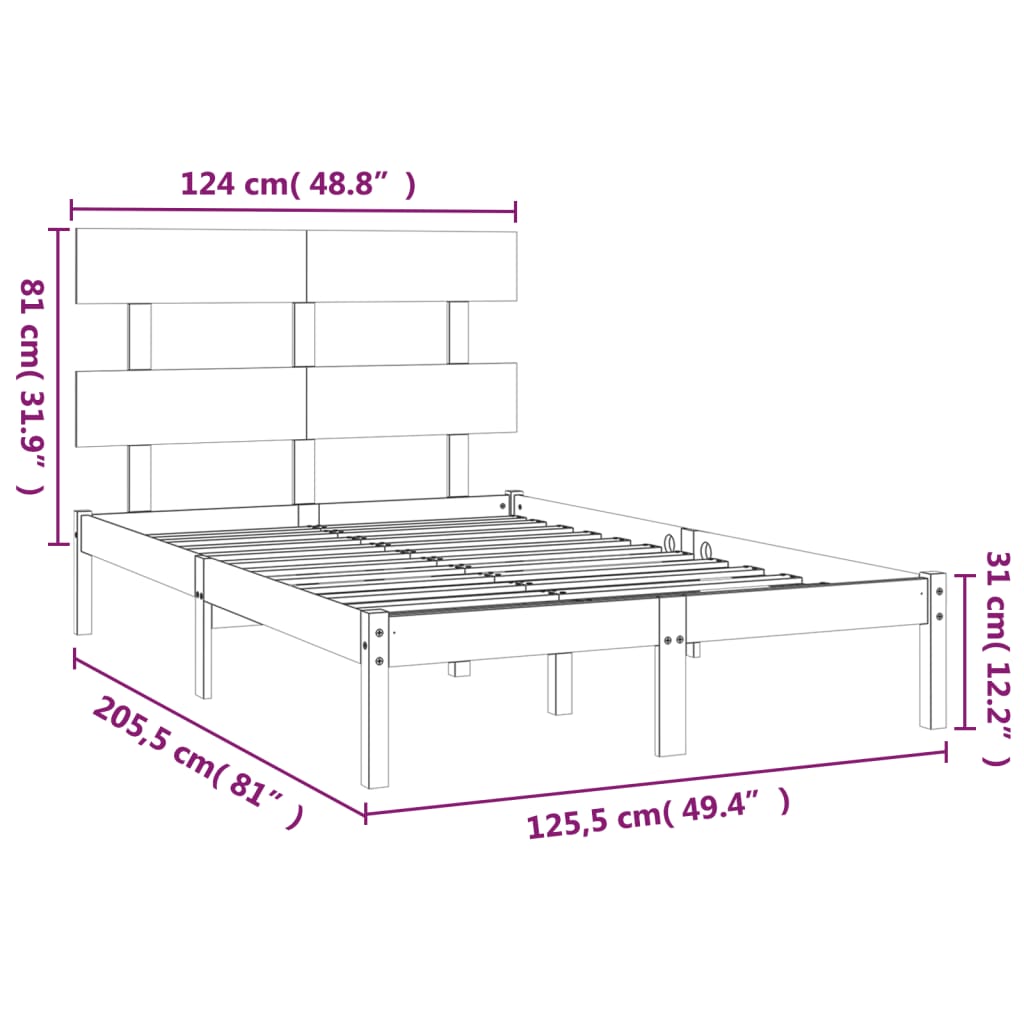 Cadre de lit sans matelas 120x200 cm bois massif - XIOS