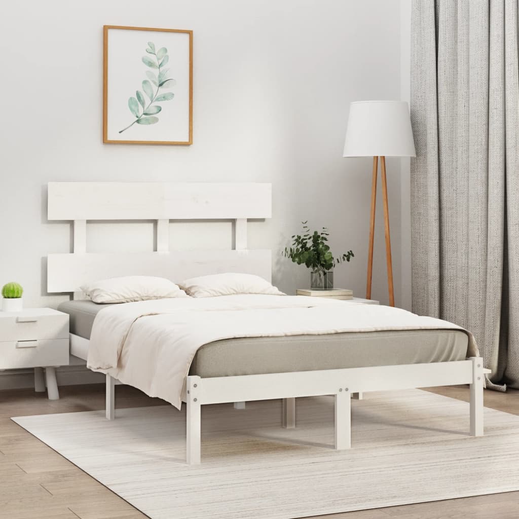 Cadre de lit sans matelas blanc 120x200 cm bois massif - XIOS